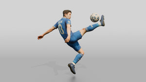 Soccer Player High Clearance Kick - 3D character model, view 1