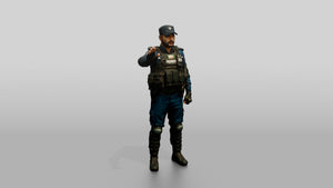 Riot Police Officer Gesturing Stop - 3D character model, view 1