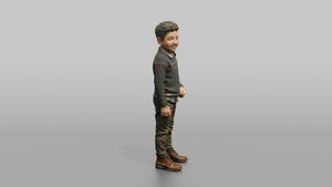 Middle Eastern Boy in Patterned Sweater and Boots - 3D character model, view 1