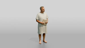 Elderly Man Patient Holding a Notebook - 3D character model, view 1