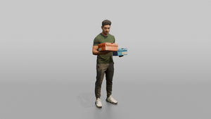 Man Customer Holding Two Sneaker Boxes To Compare - 3D character model