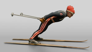 Elderly Norwegian Man Ski Jumping - 3D character model, view 1