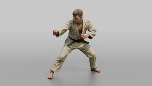Judo Practitioner Tense Clinch Control Stance - 3D character model, view 1