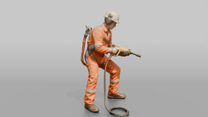 Ordinary Seaman Scraping Rust Off a Hull Plate - 3D character model, view 1