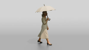 Elderly Slender Greek Woman Holding a Parasol - 3D character model, view 1