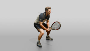 Slim Tennis Player in an Agile Ready Stance - 3D character model, view 1