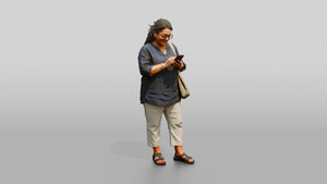 Middle-Aged Plus-Size Maltese Woman Texting on Her Phone - 3D character model, view 1