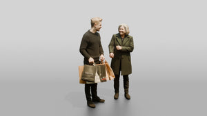 Norwegian Man Helping a Shopper with Bags - 3D character model, view 1