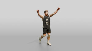 Caucasian Male Volleyball Player in Navy Blue Jersey - 3D character model, view 1