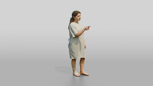 Woman Patient Pointing with an Ankle Injury - 3D character model, view 1