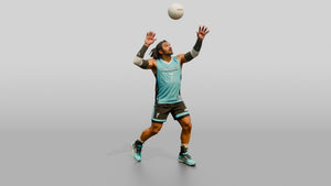 Male Volleyball Player in Cyan and Black Kit - 3D character model, view 1