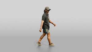 Latino Man Walking the Boardwalk in Linen Shirt - 3D character model, view 1