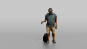 Vacationer Wearing Practical Short Sleeve Button Down And - 3D character model, view 1