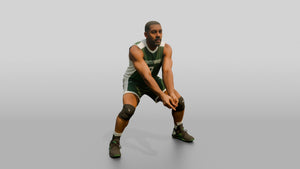 Black Male Volleyball Player in Green Team Uniform - 3D character model, view 1