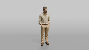 Middle Eastern Man in Linen Shirt and Chinos - 3D character model, view 1