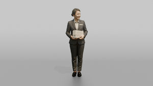 Receptionist Man Holding A Stack Of Registration Cards - 3D character model