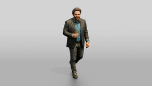 Man Walking with Coffee in the Hallway - 3D character model, view 1