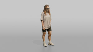 Woman Standing in a Pastel Oversized T-Shirt - 3D character model, view 1