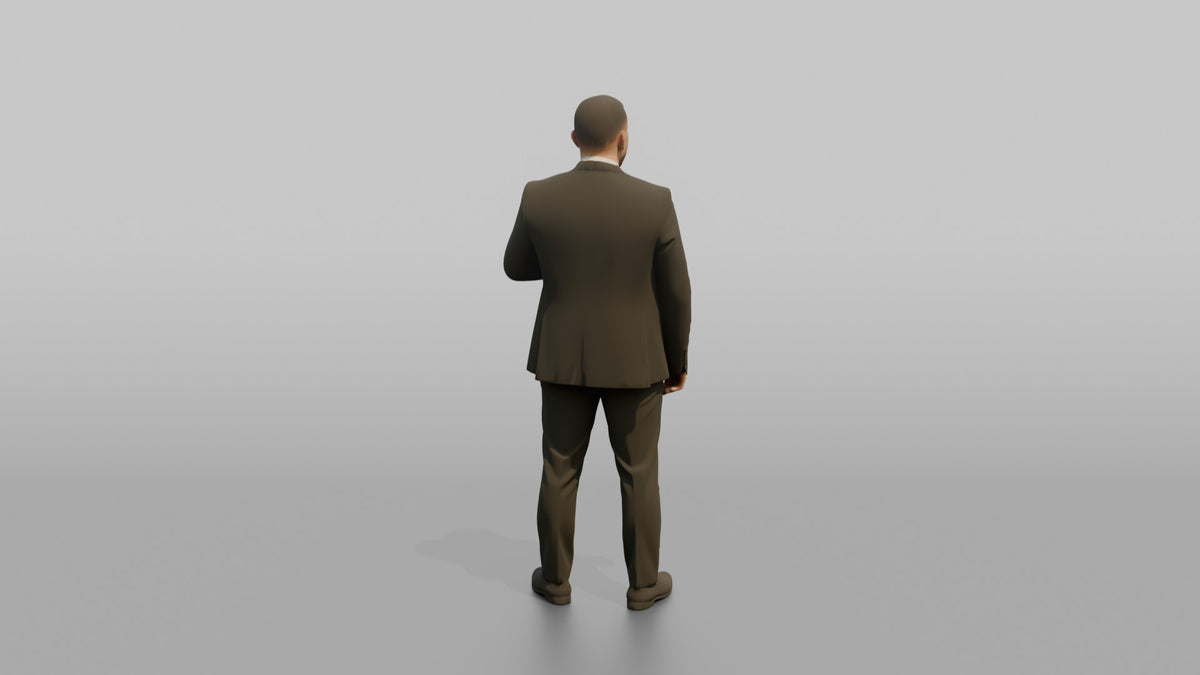 Door Staff Man Adjusting A Suit Jacket Lapel - 3D character model, view 3