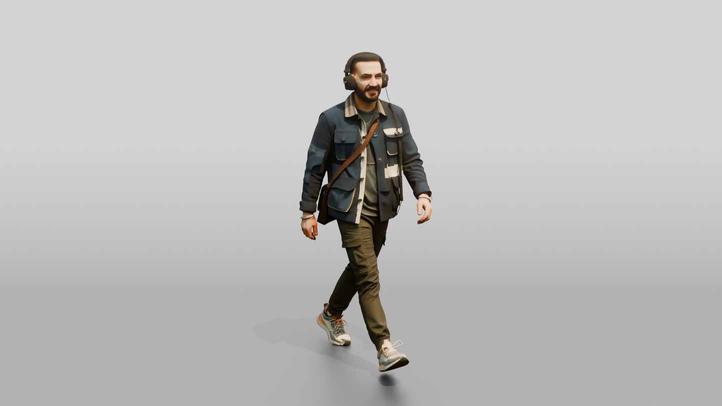 Commuter Walking with Headphones