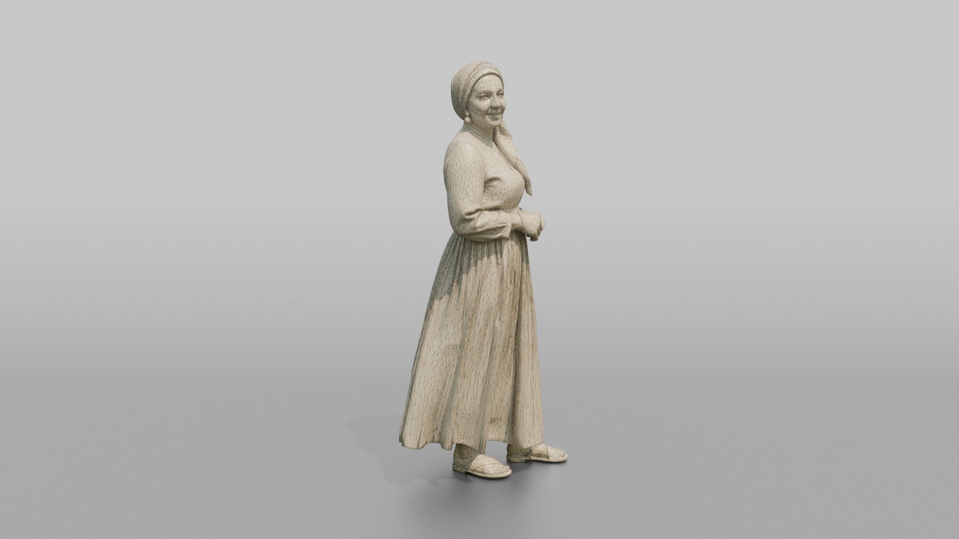 Middle Eastern Woman in Gold-Dot Pleated Skirt