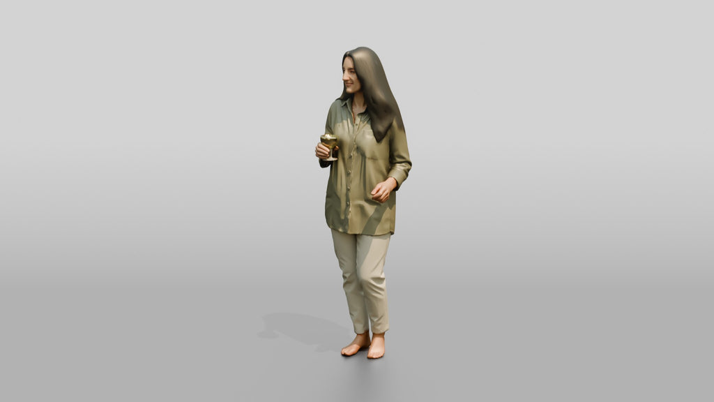 Woman Holding a Bottle in Olive