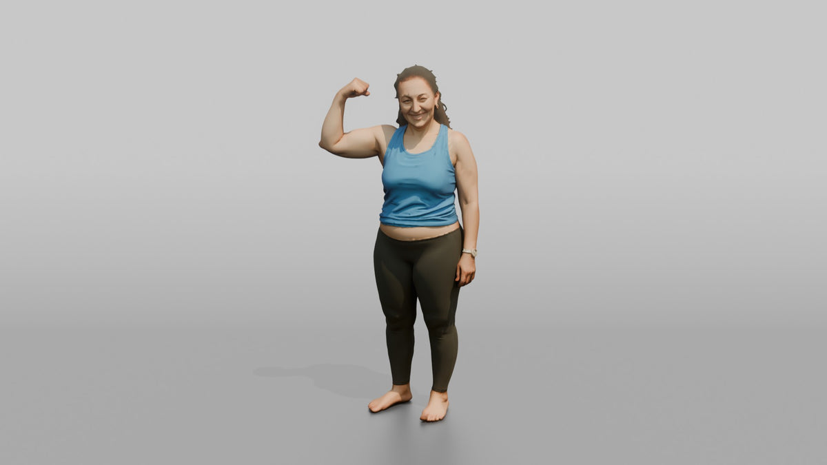 Physique Model Woman Flexing One Arm To Show Off The Bicep - 3D character model, view 5