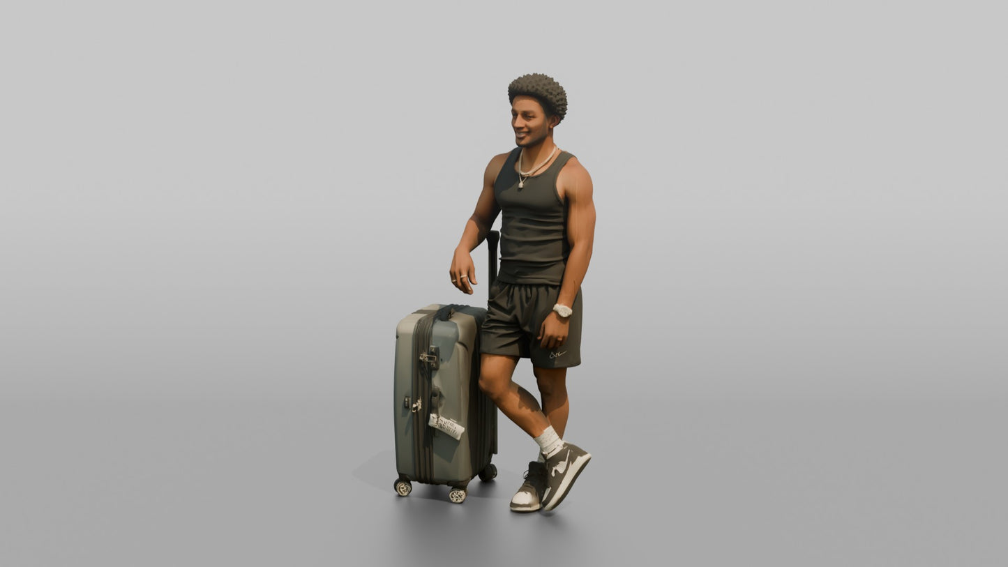 Vacationer Wearing Sleek Black Tank Top