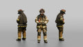 Firefighter Woman Fastening Her Heavy Turnout Jacket Buckles