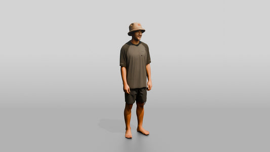 Man Turning to Show Outfit Profile - 3D character model, view 1