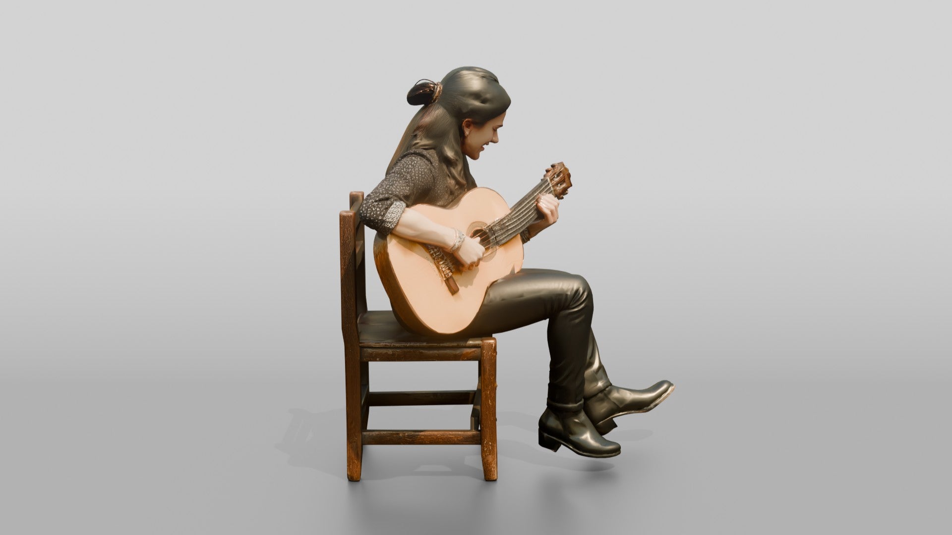 Flamenco Guitarist Tapping Heel While Strumming