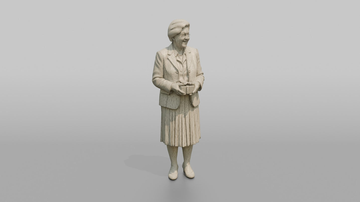 Elderly Wedding Guest Holding a Small Gift Box