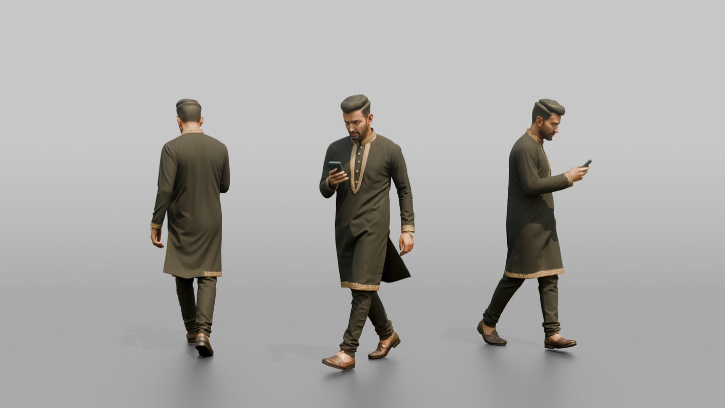 South Asian Wedding Guest Checking His Phone