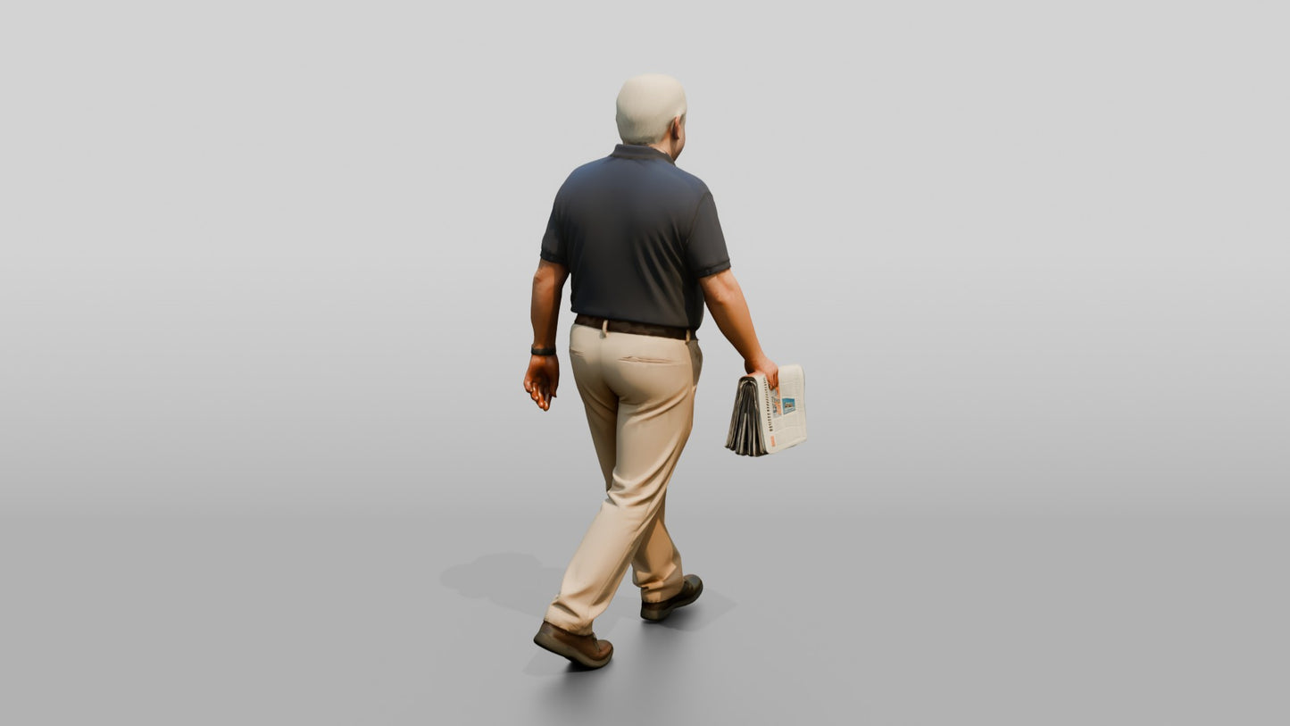Elderly Plus-Size Italian Gentleman Holding a Newspaper