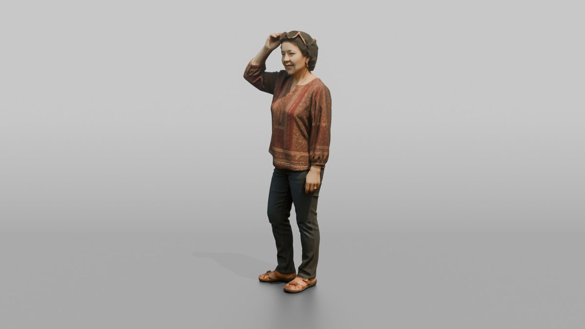 Mother Adjusting Sunglasses On Top Of Her Head - 3D character model, view 4