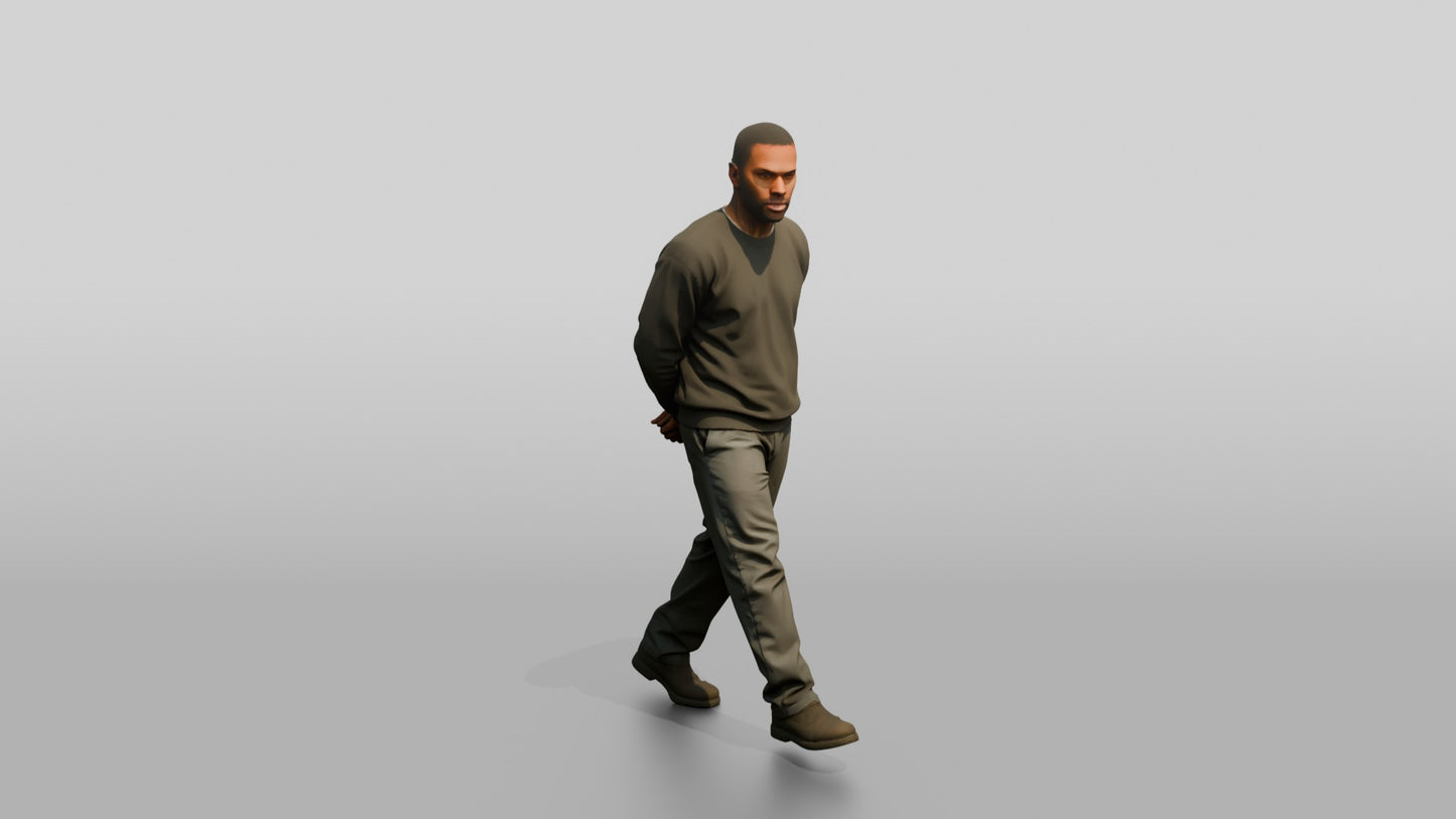 Black Male Prisoner in a Grey Sweatshirt and Dark Trousers