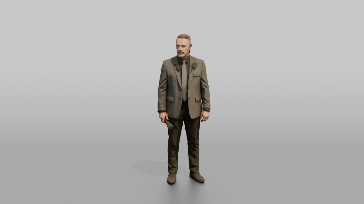 Door Staff Man Holding A Flashlight - 3D character model, view 5