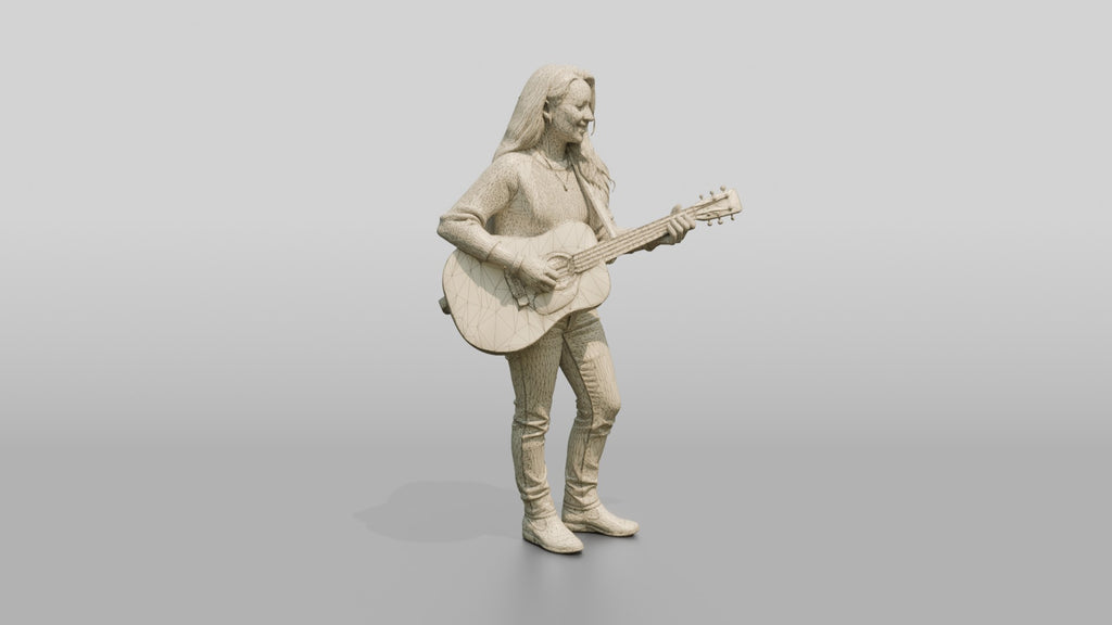 Folk Singer Strumming Acoustic Guitar