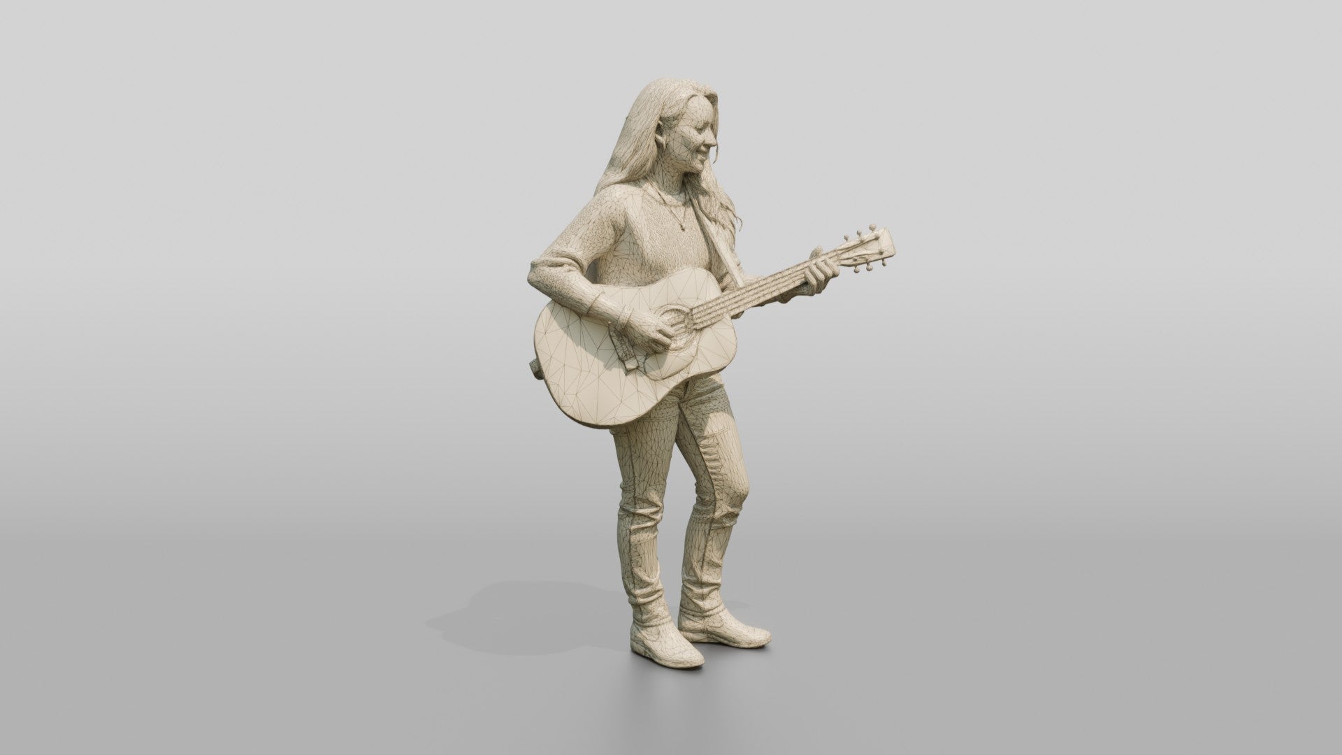 Folk Singer Strumming Acoustic Guitar