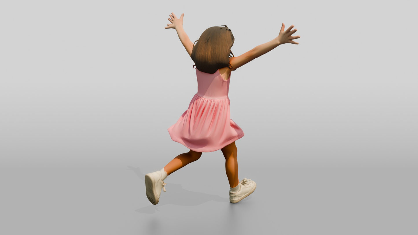 Slender Greek Girl Running with Outstretched Arms