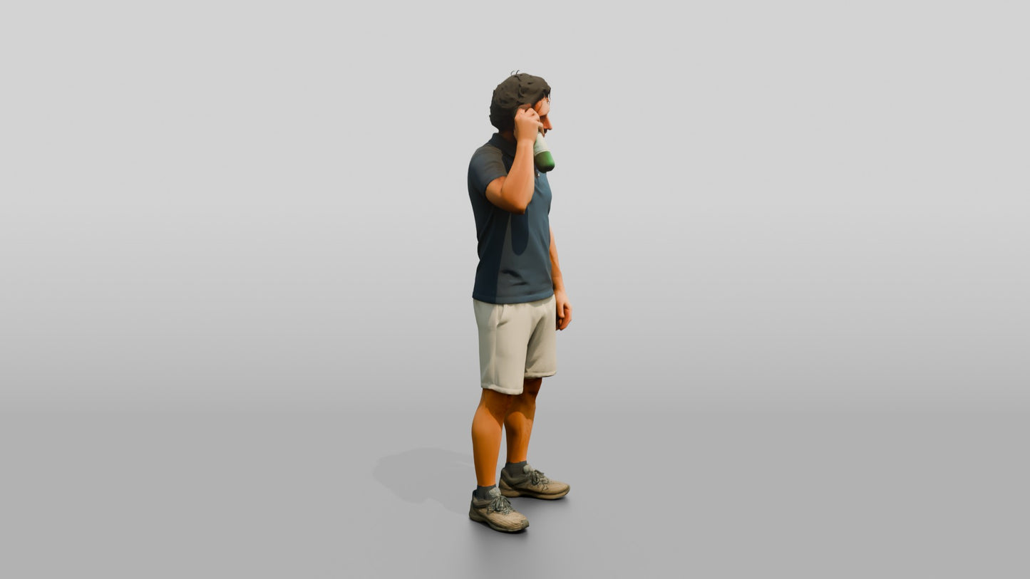 Tall Muscular Italian Man Holding a Cold Water Bottle