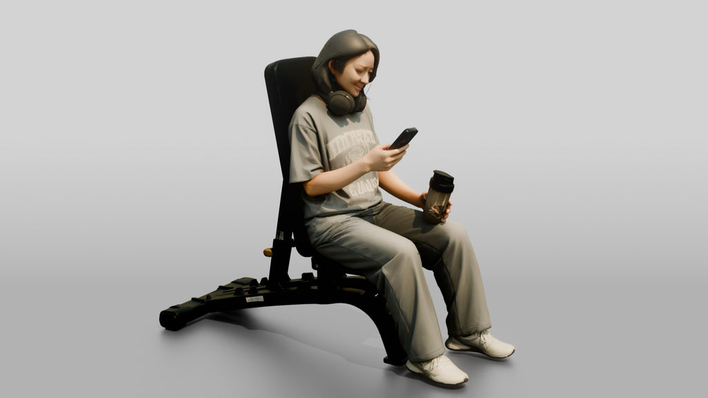 Woman Sitting with Shaker and Phone
