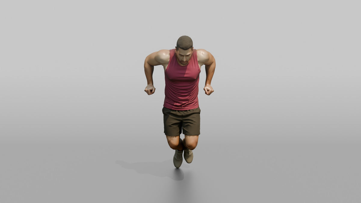 Bodyweight Athlete Man Mid-rep Of A Tricep Dip - 3D character model, view 5
