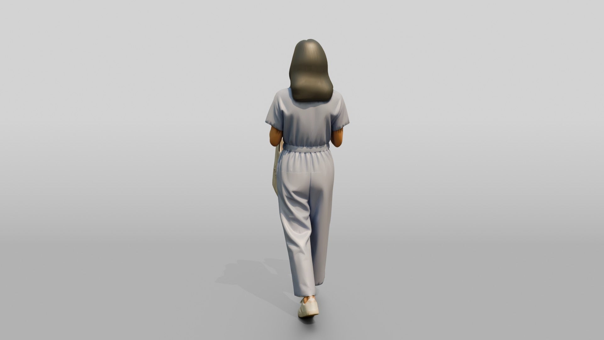 Woman Walking with Canvas Tote Bags