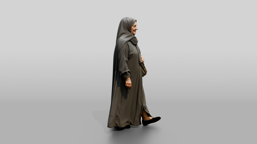 Elegant Elderly Saudi Woman in Abaya and Hijab