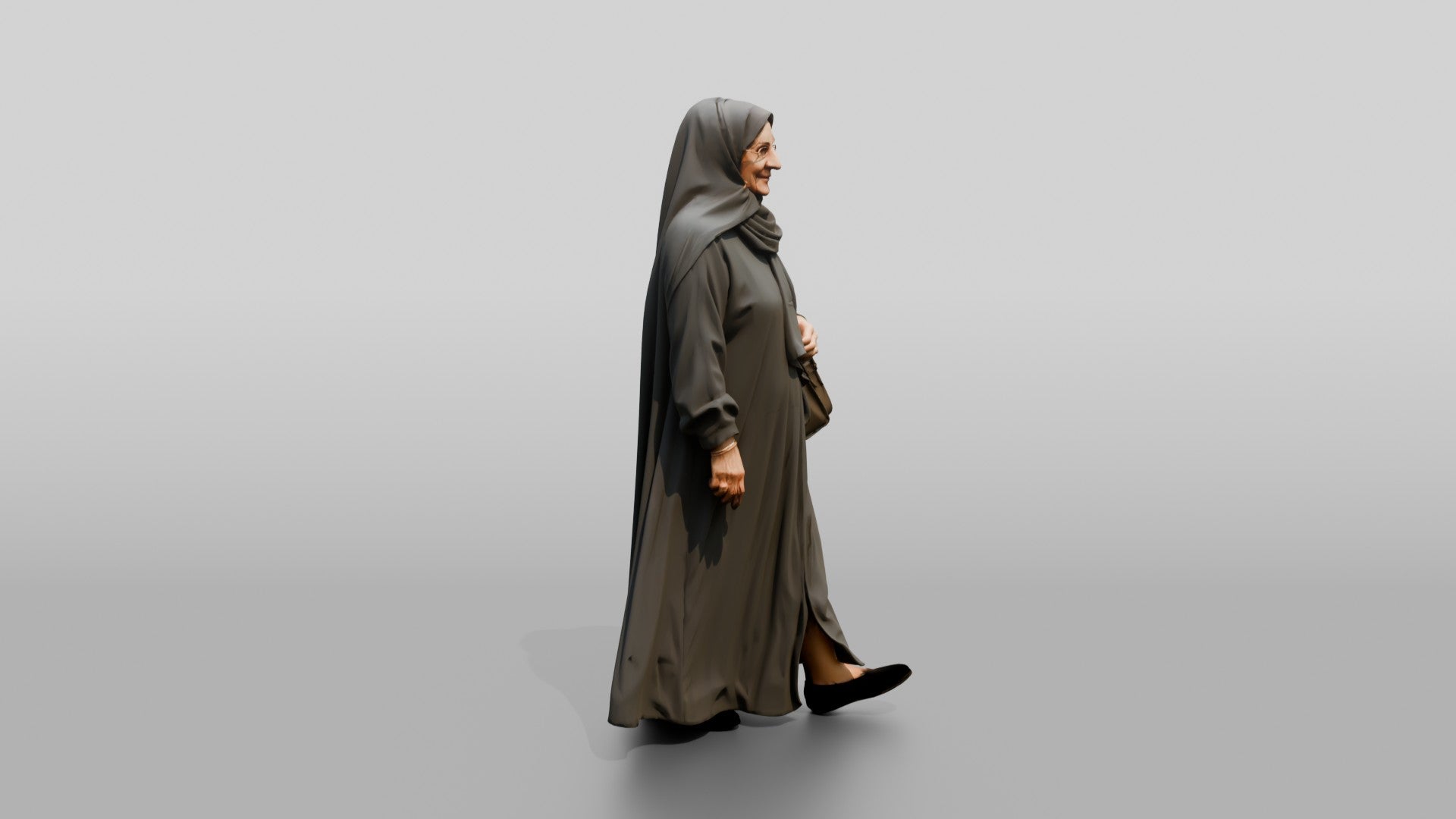 Elegant Elderly Saudi Woman in Abaya and Hijab