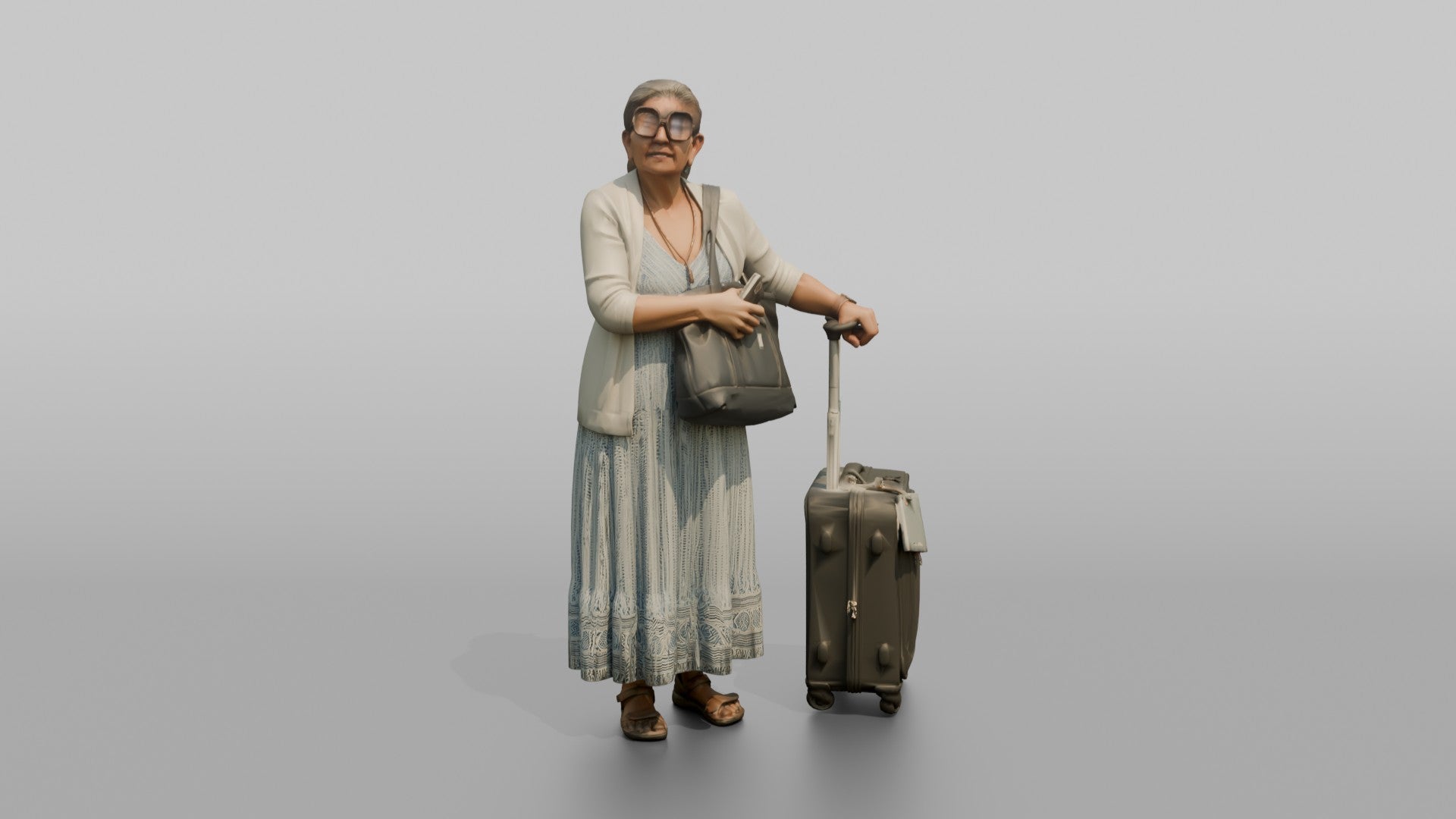 Traveler Hugging Her Carry-On Bag