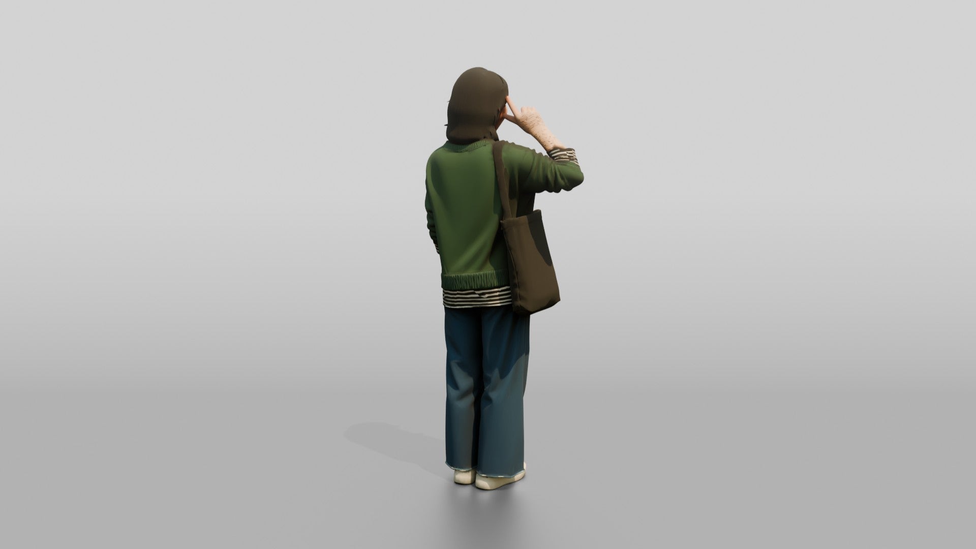 Asian Woman Making a Peace Sign