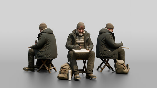 Norwegian Man Sketching a Winter Landscape