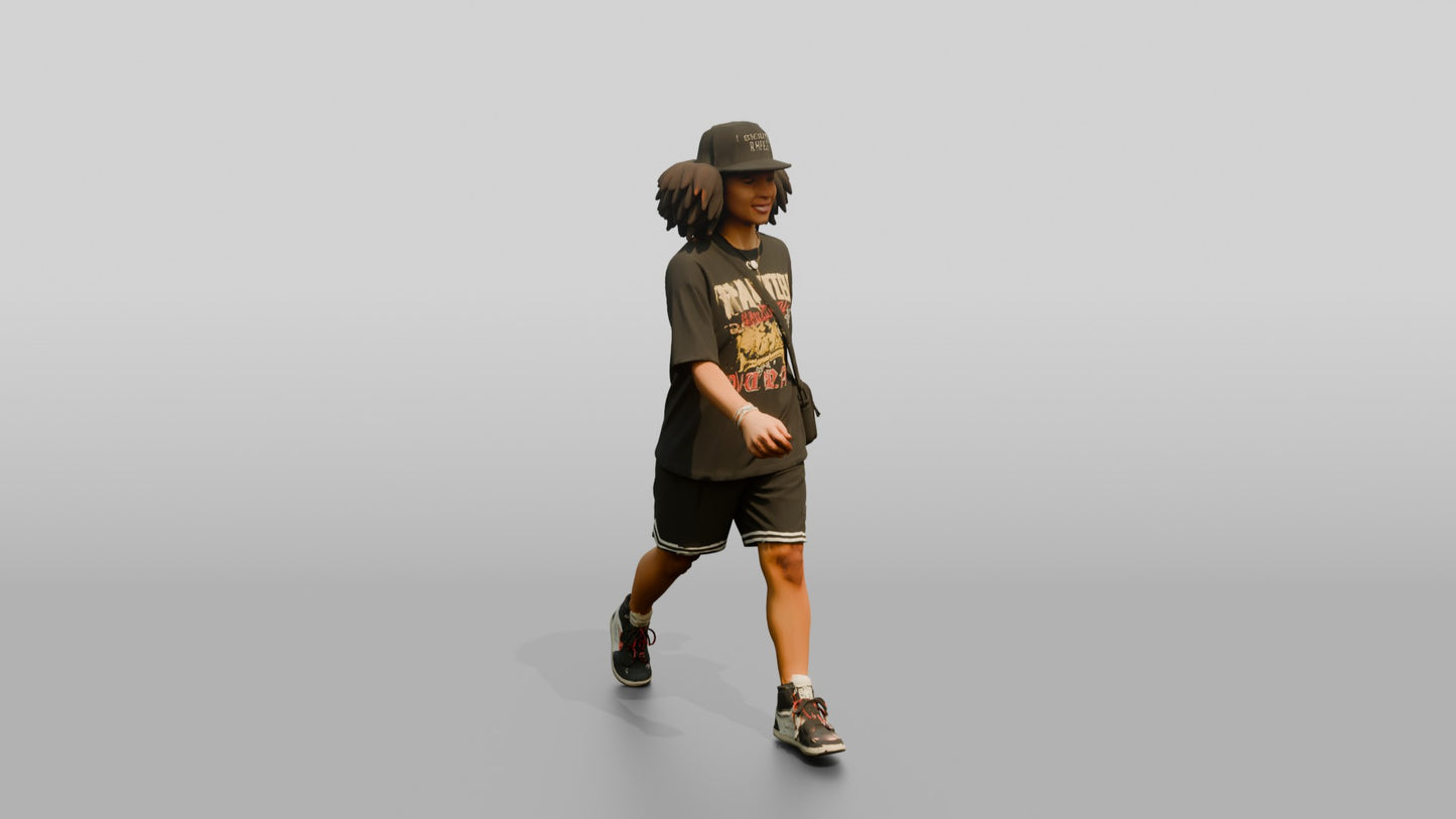African-American Woman in Oversized Graphic Tee